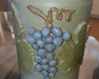 Art Pottery Vase with Grapes and Leaves