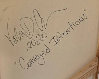 Abstract Mixed Media Painting with Asian Calligraphy Signature