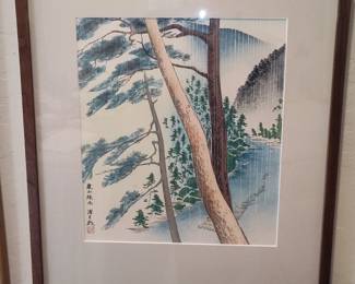 Japanese Woodblock Print - 'Rainy Day at Lake Ashi' by Toshi Yoshida
