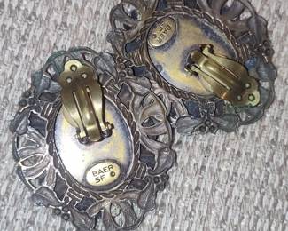 Baer SF Art Nouveau Style Clip-On Earrings