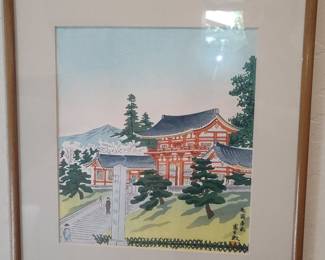 Japanese Woodblock Print "Snow at Kamigamo Shrine, Kyoto" by Asano Takeji