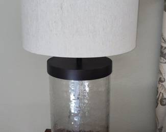 INK+IVY Macon Clear Glass Cylinder Table Lamp with Linen Shade
