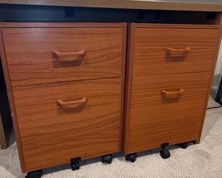 Vintage Danish Teak Two-Drawer Filing Cabinet on Wheels