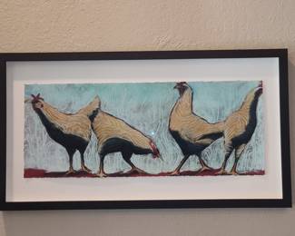 Sylvia Black "Four Chickens" Mixed Media Print