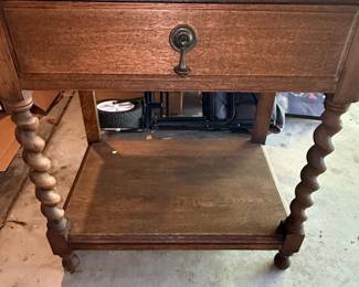 Antique Oak Barley Twist Single Drawer Side Table