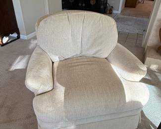 Oversized Upholstered Swivel Armchair