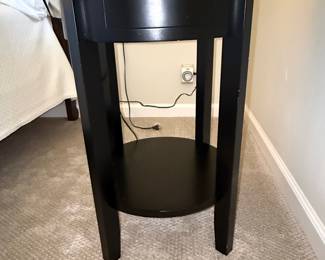 Black Round Drum End Table with Drawer
