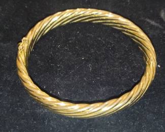 18k Yellow Gold Over Bronze Twisted Bangle Bracelet