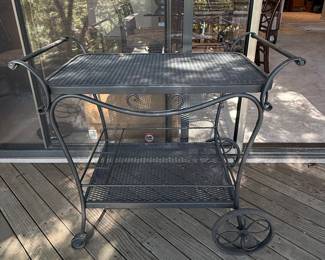 Vintage Wrought Iron Bar Cart by Russell Woodard