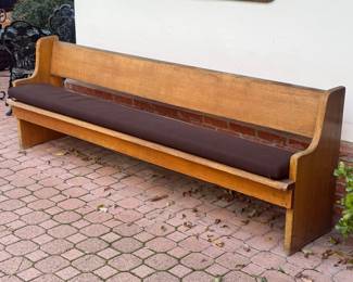 Vintage Church Pew with Sunbrella Cushion  95” L x 32”H x 19.5”D