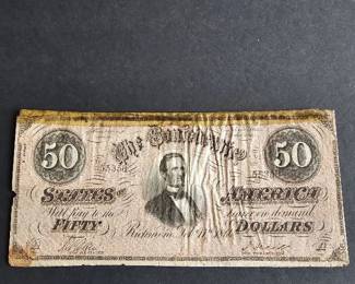 1x 1864 Confederate 50USD Bill