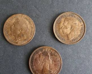 3x British Penny Coins Various Dates