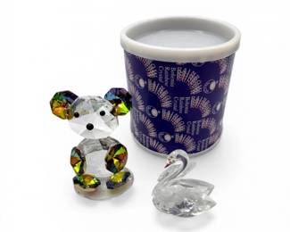 126 BohemiaCrystalBearSwanFigurineswBox