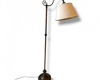 71 VintageStyleFloorLampwCurvedArmMetalBaseCreamShade