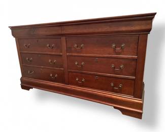 26 CherryFinish6DrawerDresserLongLowProfile