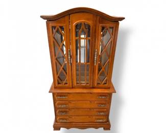 13 PetiteVintageStyleWoodJewelryArmoirewMirrorDrawers