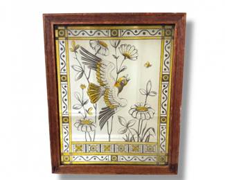 70 FramedVintageStyleBirdFloralArtworkinWoodFrame