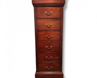 27 TallCherryFinishLingerieChest6DrawerNarrowDresser