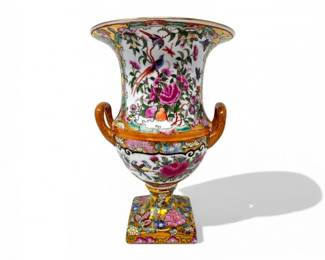 63 ColorfulHandPaintedFloralBirdVasewHandles