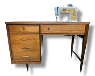 113 MidCenturySingerGoldenTouchSewDeluxeSewingMachinewDesk