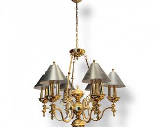 9 6ArmFrenchStyleBrassChandelierw3LightsArmDarkShades