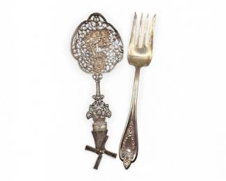 69 LargeSterlingSilverPiercedWindmillSpoonRogersFork1689g