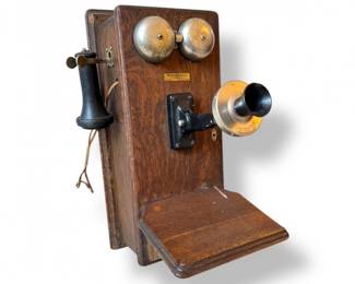 119 AntiqueWesternElectricOakWallTelephone