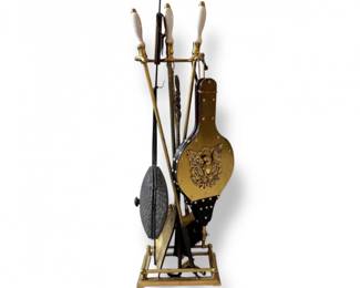 108 FireplaceToolsBrushShovelEmbossedEagleBellows