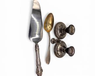 74 SterlingSilverCandlesticksSpoonShakersPieKnife