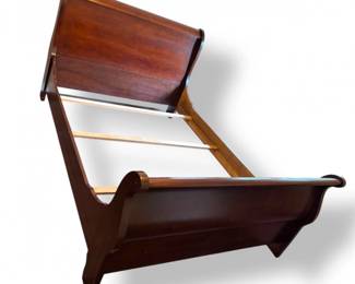 28 QueenSizeWoodBedFramewSleighStyleHeadboard