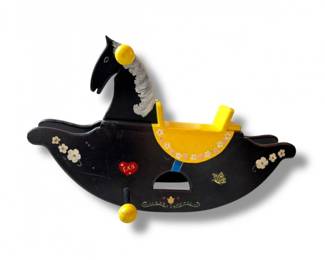 102 VintageHandPaintedWoodenRockingHorse