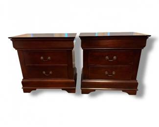 29 PairofMatchingWoodNightstands2DrawerBedsideTables