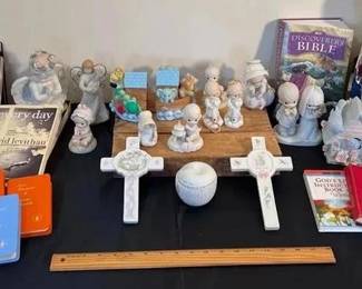 Beautiful Grouping Of Precious Moments, Angels, Devotional Devotionals, Bibles, angels, figurines, and more