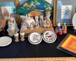 Eclectic Grouping Of Beautiful Figurines, Art, And More Figurines plates, artwork, bells and more