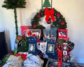 Christmas Extravaganza Part Three Lights, 8 foot Christmas tree, wreath, ornaments, linens, and more