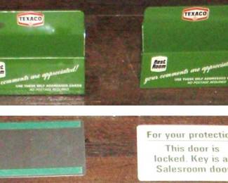 1968 (2 available) new restroom comment boxes plus; vintage never-used stick-on bathroom door signs