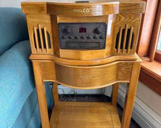 Philco radio/phono cabinet; AM/FM radio, turntable, internal speakers, CD player
