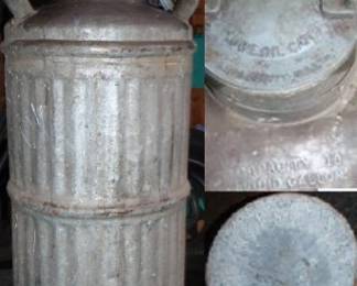 10 gallon galvanized Stevens Oil gas cans