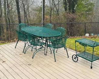 Powder-coated green wrought iron patio furniture-large set!
