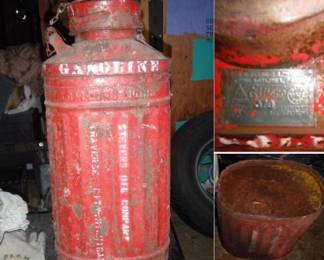 5 gallon (1 of 2) red Stevens Oil gas cans