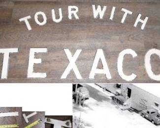 Rear Tank Door 4.5” and 8” Raised steel Letters from Doge Airflow Texaco Truck acquired from Midway Airport in Early 50’s. Includes Original Spring Clips Mounting System