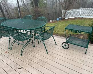 Powder-coated green wrought iron patio furniture-large set!