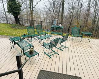 Powder-coated green wrought iron patio furniture-large set!