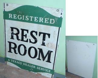 Late 40s Registered Restroom Sign used at 315 E Front Street Texaco station; single sided 30” x 37.5”