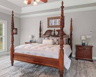 Four Poster Bed with Adjustable Frame/Mattress 