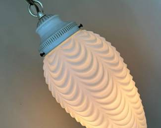 29 Vintage Moe Light Co. Draped Satin Glass Swag Lamp c.1950s