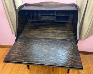 29 Vintage White Oak Secretary Desk Detail