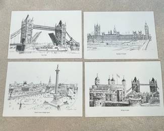 London Landmarks Illustrated Postcards