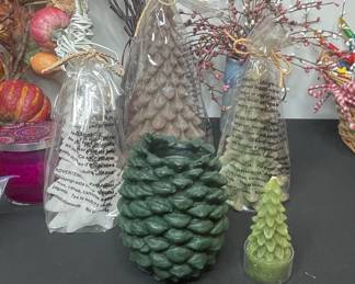 Decorative Pinecone and Tree Shaped Candles