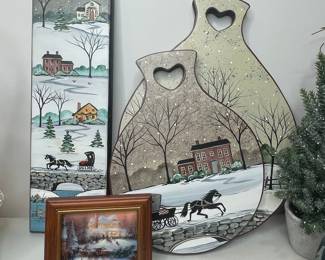 Painted Winter Scene Decorative Plates